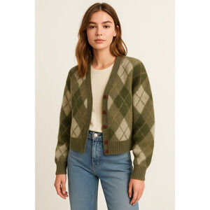 Vintage Citation Club by Puritan Argyle Cardigan – Unisex (Size 42 / M-L)